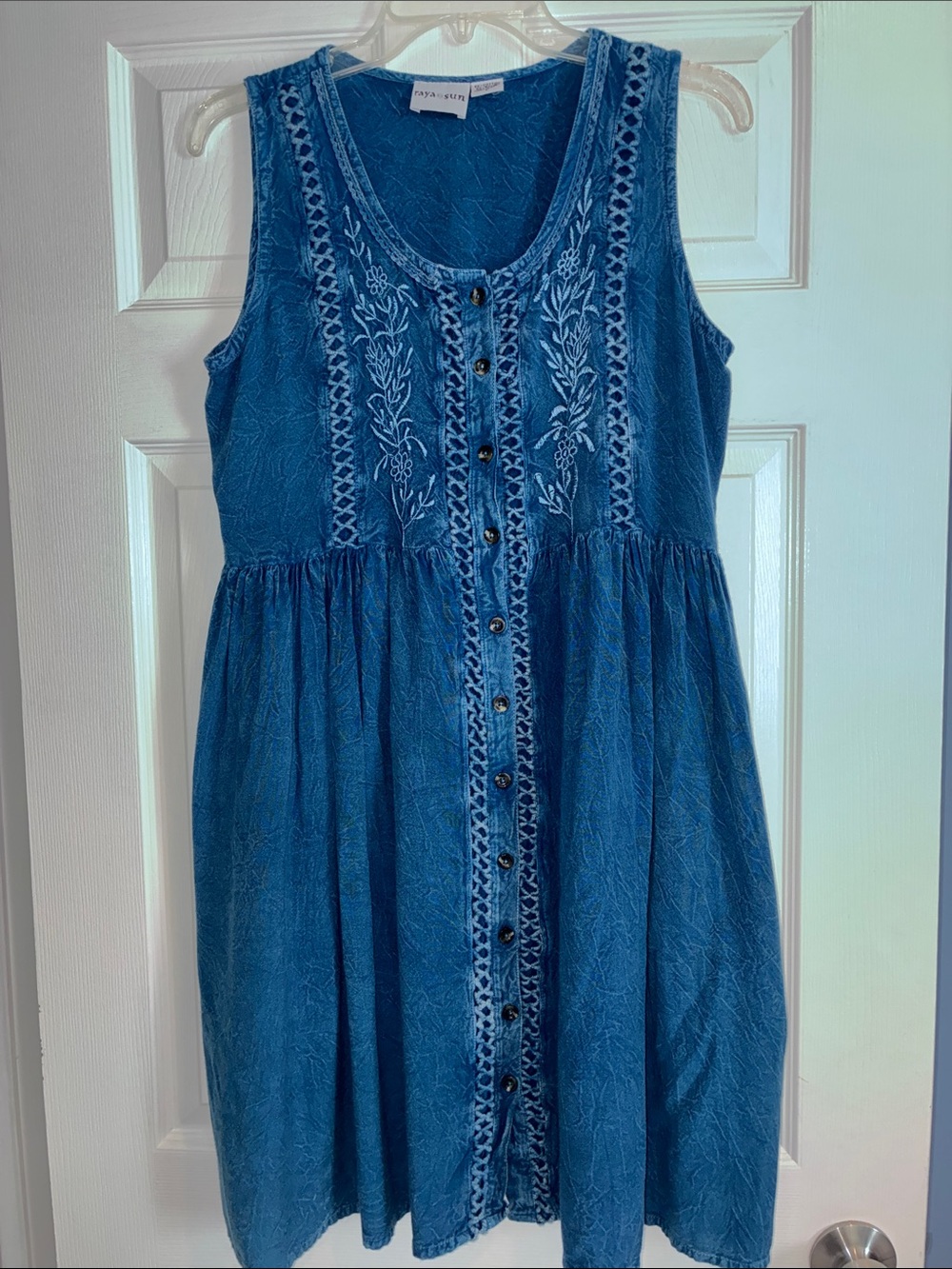 Raya Sun Dress, Dark wash Denim, Size Large